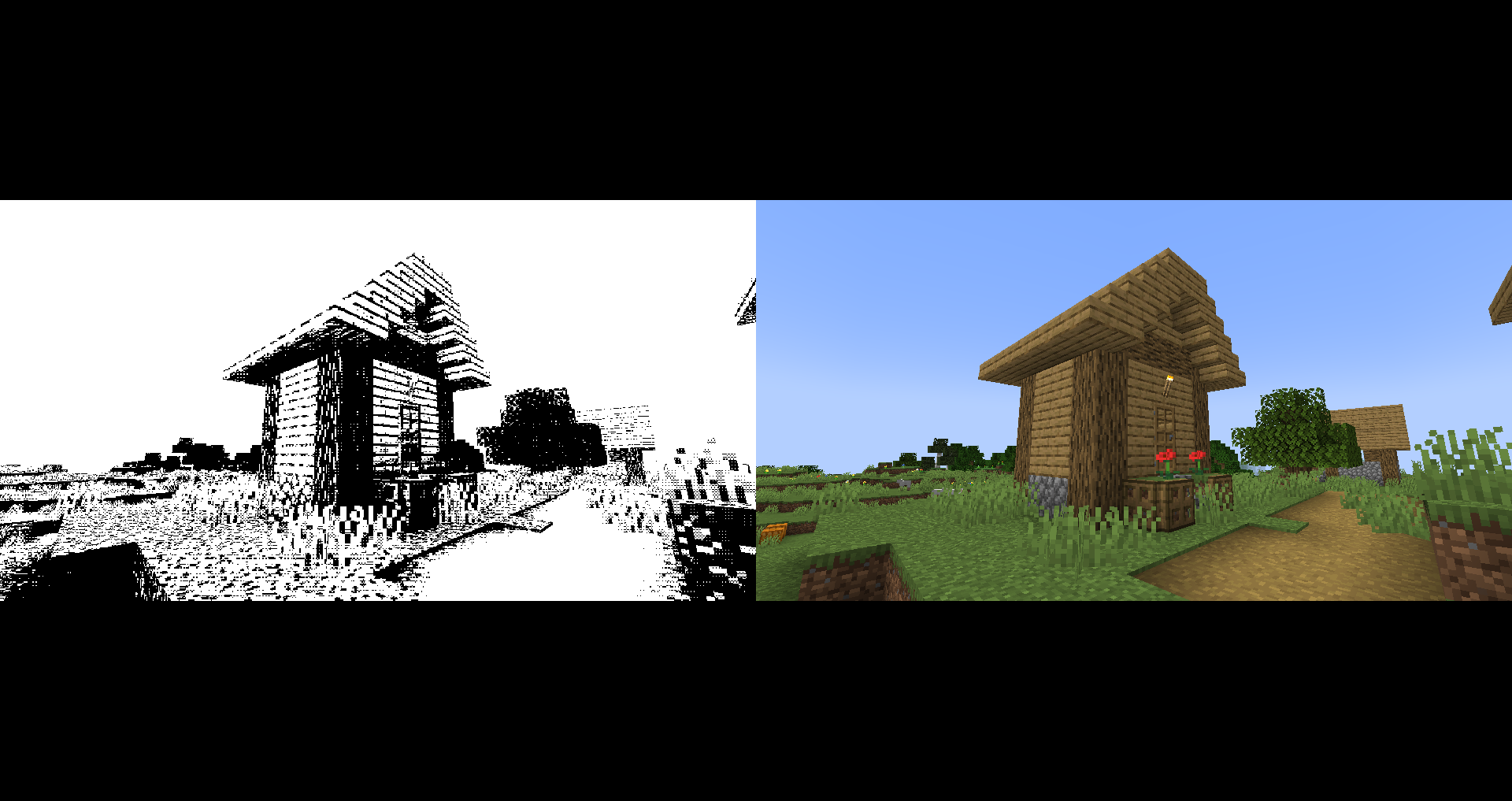 Comparison between the shader and vanilla