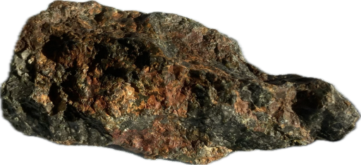 Pointy rusted green opaque glass-like rock